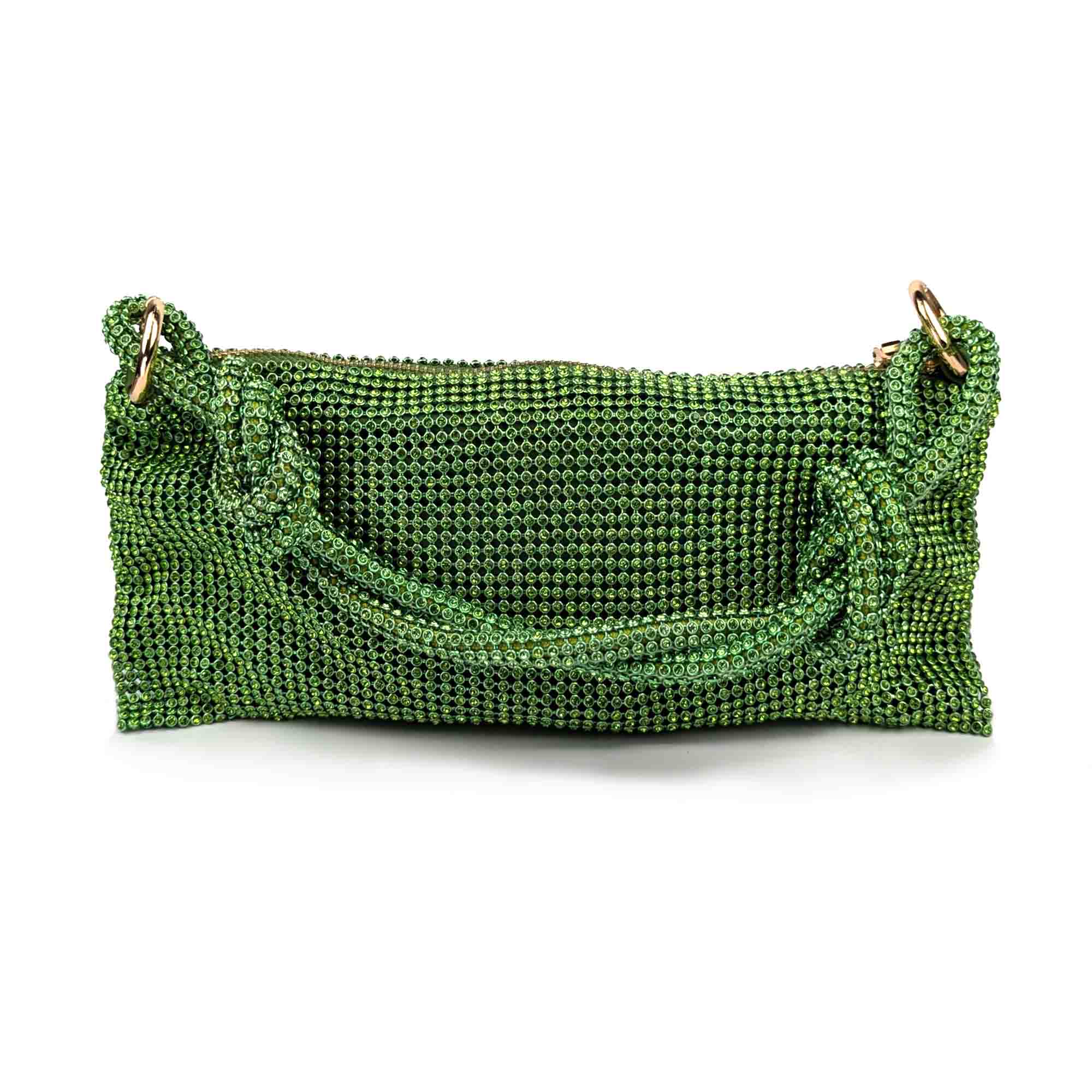 Bisi Rhinestone Clutch Bag - Matcha Green | NEMILDN