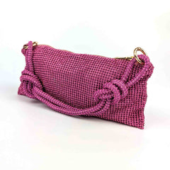 Bisi Rhinestone Clutch Bag - Pink Glimmer | NEMILDN