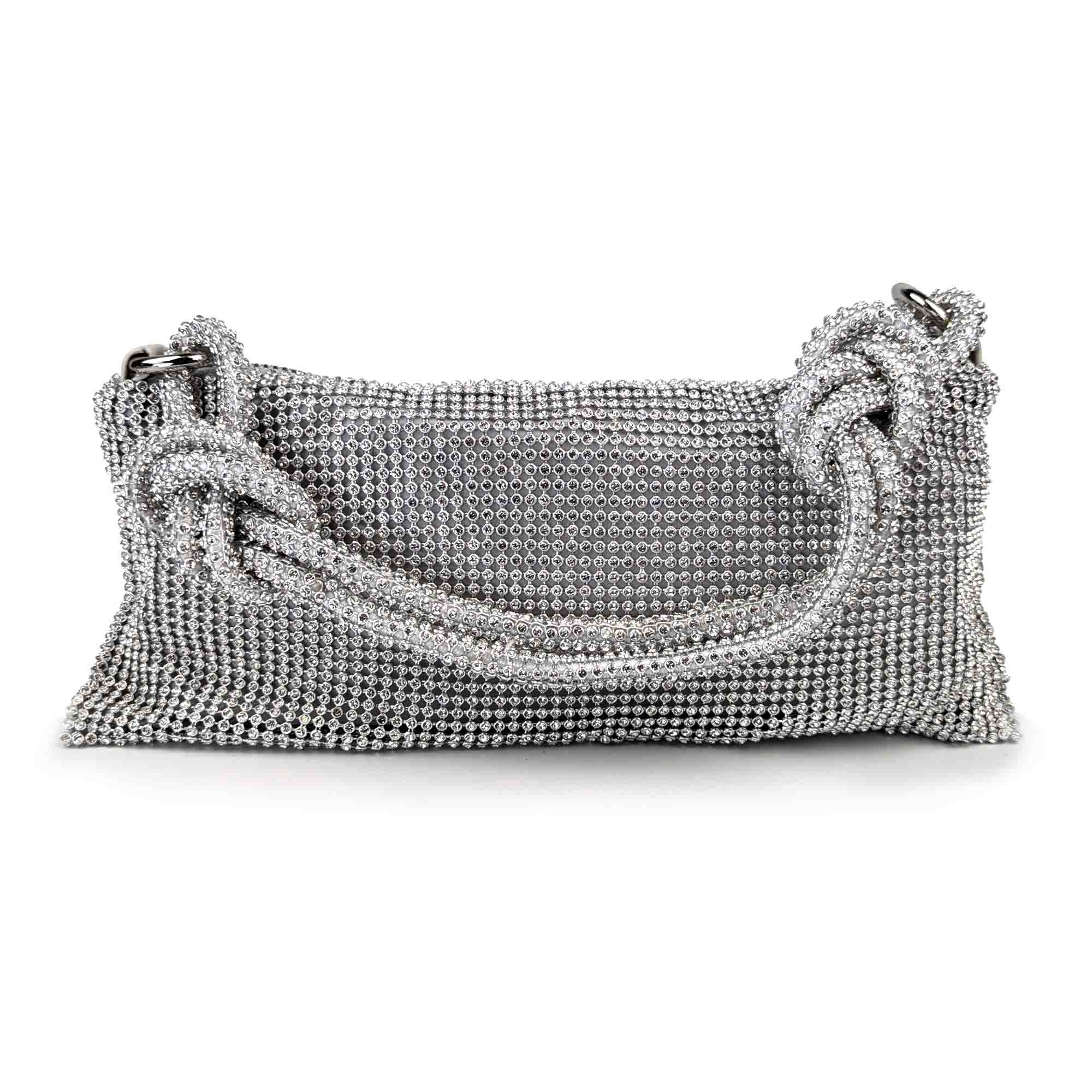 Bisi Rhinestone Clutch Bag - Cosmic Silver | NEMILDN