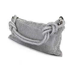Bisi Rhinestone Clutch Bag - Cosmic Silver | NEMILDN