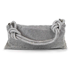 Bisi Rhinestone Clutch Bag - Cosmic Silver | NEMILDN