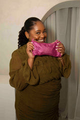 Bisi Rhinestone Clutch Bag - Pink Glimmer | NEMILDN