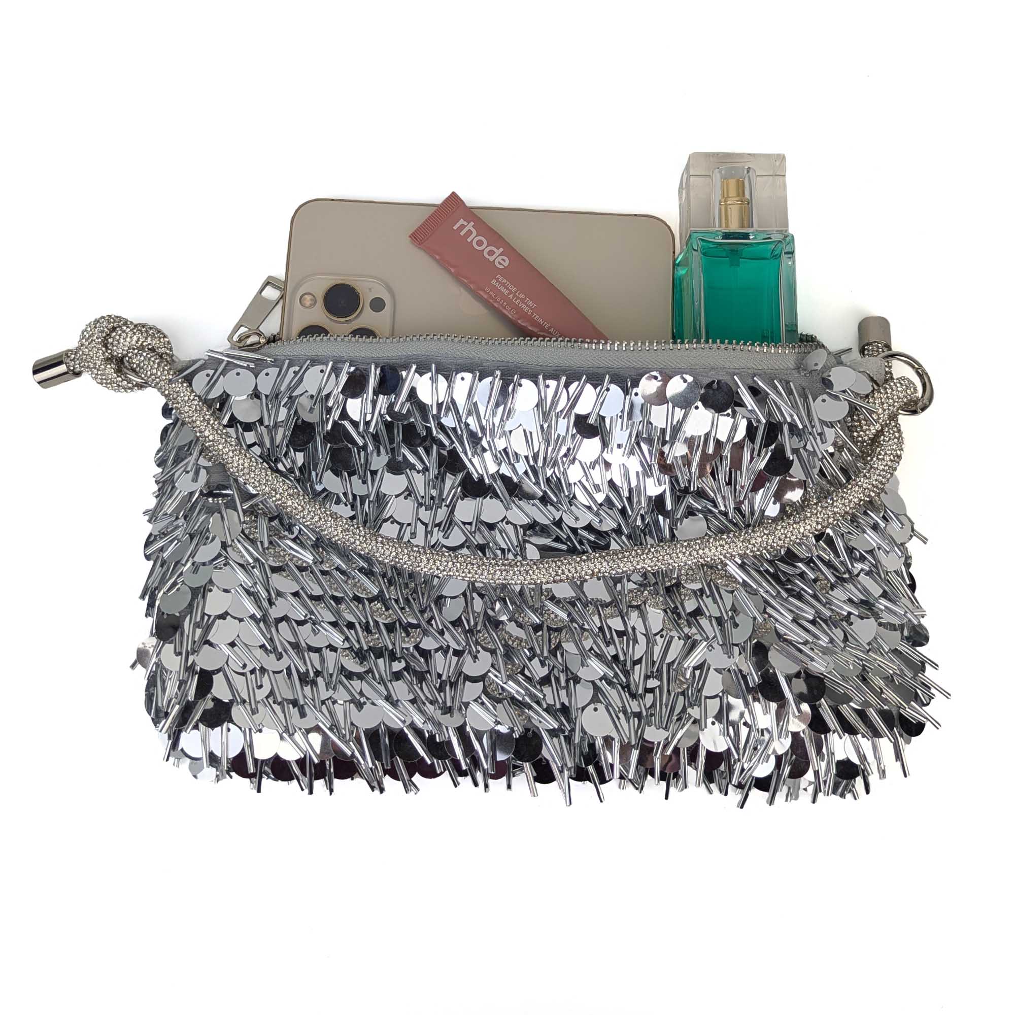 The Celeste Sequin Bag - Silver | NEMILDN